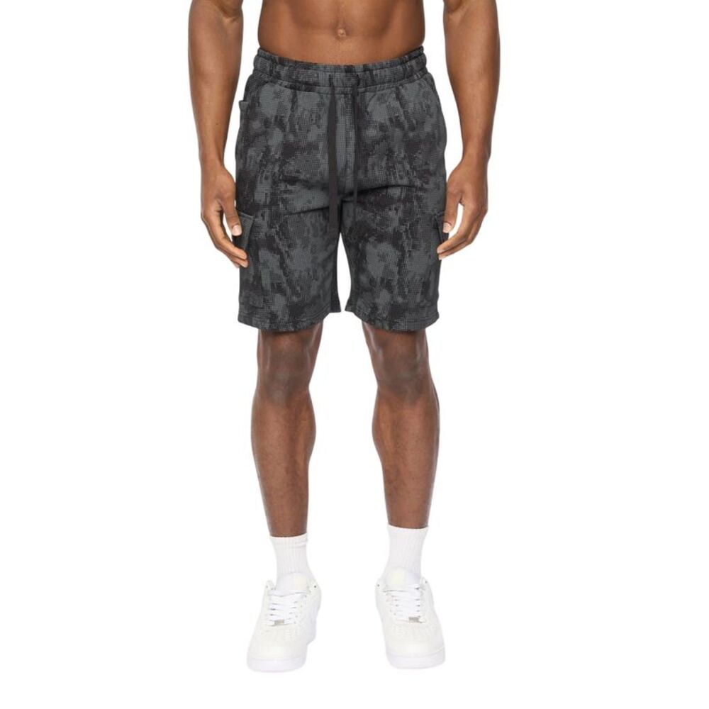 Crosshatch Mens Bardon Camo Cargo Shorts / Black Camo